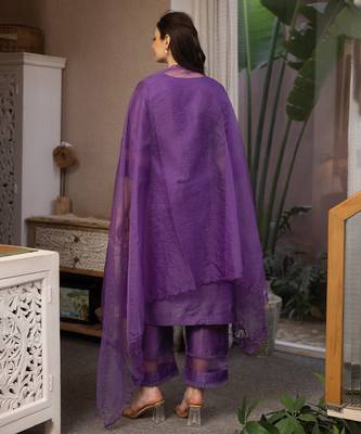 purple chanderi suit set with subtle embroidery 5