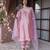Baby pink embroidered chanderi straight suit set