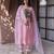 Baby pink embroidered chanderi straight suit set