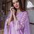 Lavender embroidered chanderi straight suit set