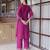 Magenta embroidered mul chanderi straight suit set