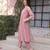 Pink embroidered cotton straight suit set
