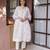 Off white embroidered cotton straight suit set