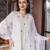 Off white embroidered cotton straight suit set
