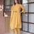 Mustard yellow embroidered cotton straight suit set