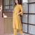 Mustard yellow embroidered cotton straight suit set