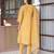 Mustard yellow embroidered cotton straight suit set