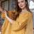 Mustard yellow embroidered cotton straight suit set