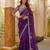 purple designer art satin silk party wear saree
