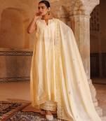Cream embroidered chanderi kurta set