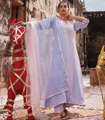 Lavender embroidered chanderi kurta set