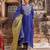 Blue embroidered chanderi kurta set with dual shaded- dupatta 