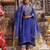 Blue embroidered chanderi kurta set with dual shaded- dupatta 