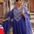 Blue embroidered chanderi kurta set with dual shaded- dupatta 