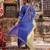 Blue embroidered chanderi kurta set with dual shaded- dupatta 