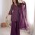 Wine Crunchy Silk Straight Kurta Bell Bottom Pant Set with Jari & Sequence Embroidery