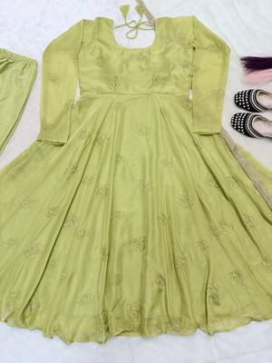 Light-green embroidery bids anarkali suit 3