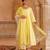 Yellow embroidered chanderi anarkali set
