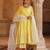 Yellow embroidered chanderi anarkali set