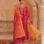 Magenta embroidered chanderi anarkali set with dual shaded dupatta 