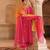 Magenta embroidered chanderi anarkali set with dual shaded dupatta 