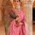  Pink Cotton Anarkali Set With Dual-Shaded Dupatta