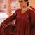 Maroon embroidered cotton anarkali set
