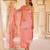Peach printed cotton kurta set