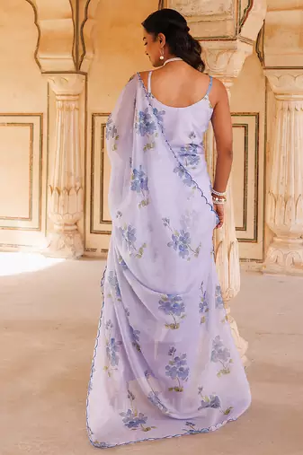 lavender printed cotton kurta pant set