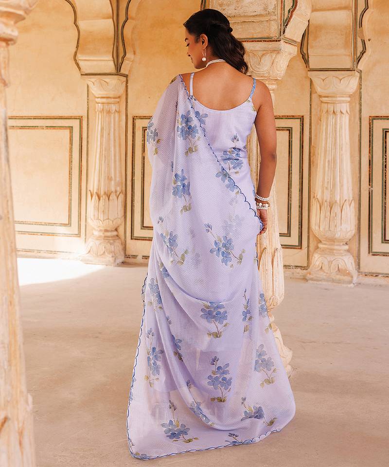 Lavender printed cotton kurta set