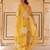 Mustard yellow printed cotton kurta set