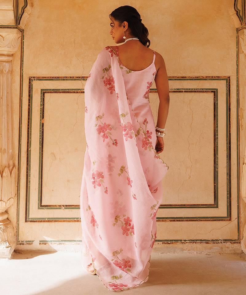 Pink printed cotton kurta set