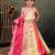 yellow embroidered cotton kids lehenga with pink dupatta
