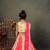 yellow embroidered cotton kids lehenga with pink dupatta
