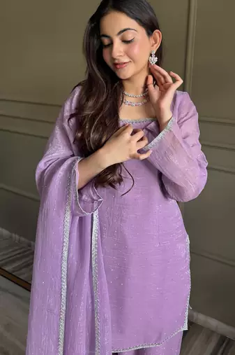 sky blue siroski work silk farshi salwar suit