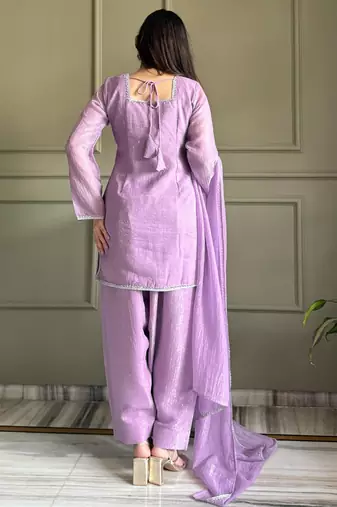 sky blue siroski work silk farshi salwar suit