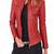 Women's genuine red lambskin leather motorcycle slim fit designer biker jacket