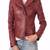 Women's genuine lambskin maroon leather motorcycle slim fit biker jacket