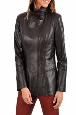 women's black napa leather biker jacket classic moto zip style premium high quality 1