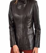 women's black napa leather biker jacket classic moto zip style premium high quality