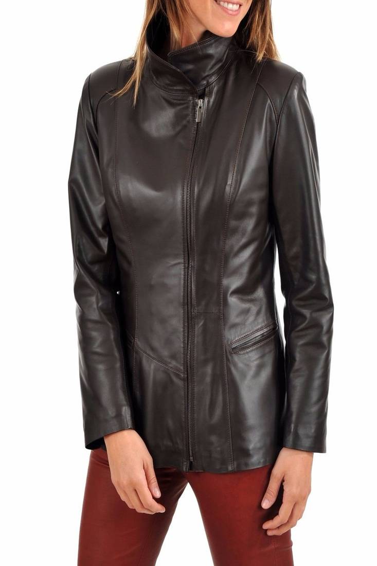 Women black 100% lambskin leather jacket biker motorcycle napa leather jacket-c