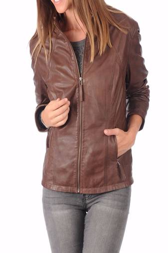 Women's 100% lambskin brown leather jacket biker motorcycle napa leather jacket-c004