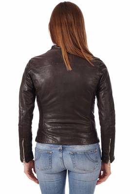women's black lambskin leather biker jacket classic moto zip style premium 2