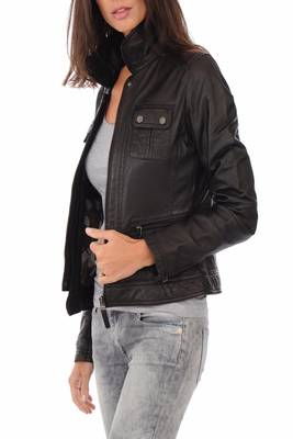 women's black lambskin leather biker jacket classic moto zip style exclusive 2