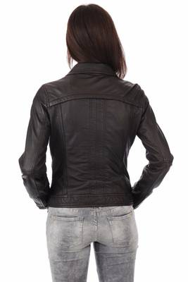women's black lambskin leather biker jacket classic moto zip style exclusive 3