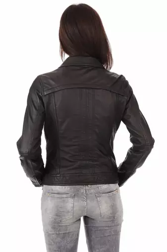 women's black lambskin leather biker jacket classic moto zip style exclusive