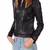 Women's genuine lambskin black leather jacket motorcycle biker jacket-c010