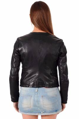 women's black lambskin leather biker jacket classic moto zip style stylish 2
