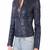 Women's genuine lambskin navy blue leather jacket motorcycle biker jacket-c012