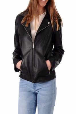 women's black lambskin leather biker jacket classic moto zip style genuine 1